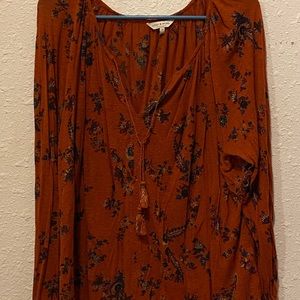 Orange Floral Blouse